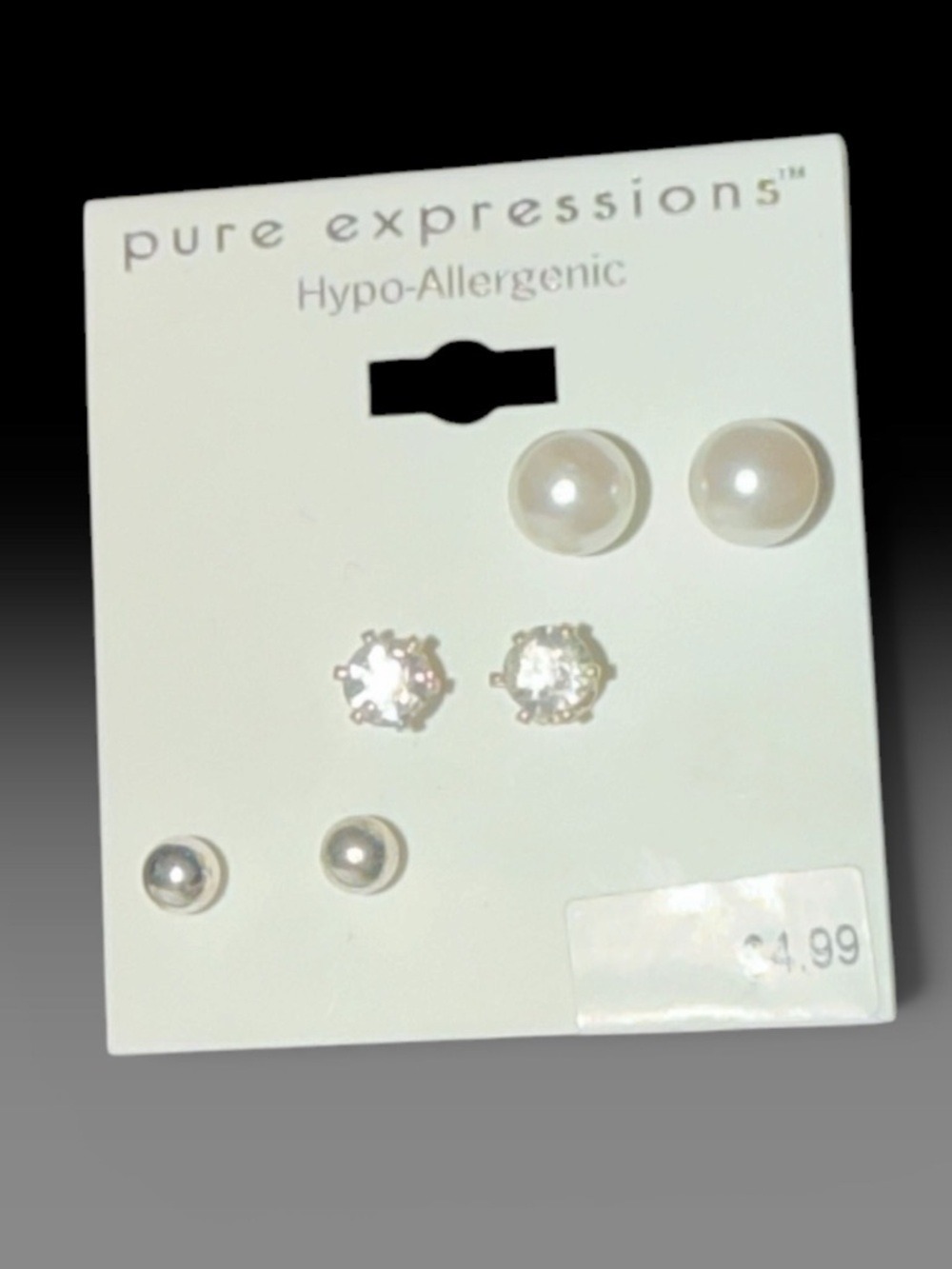 Pure Expressions Hypo-Allergenic Pearl and Crystal Earring Set - White
